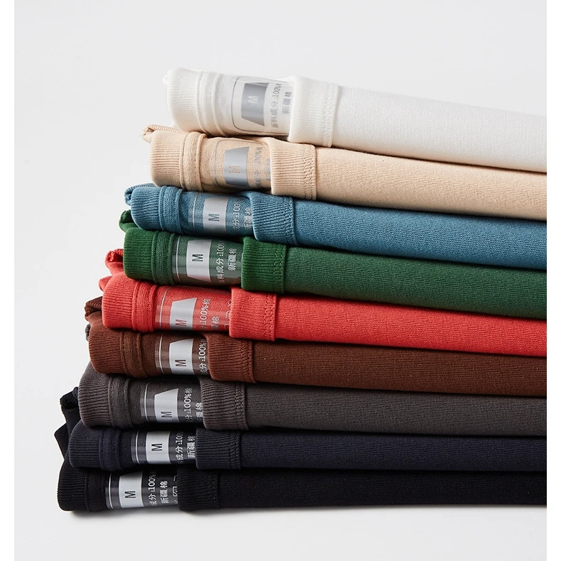 【300克26支双纱】阿美咔叽精梳棉重磅t恤男 圆领短袖衫基础款潮牌