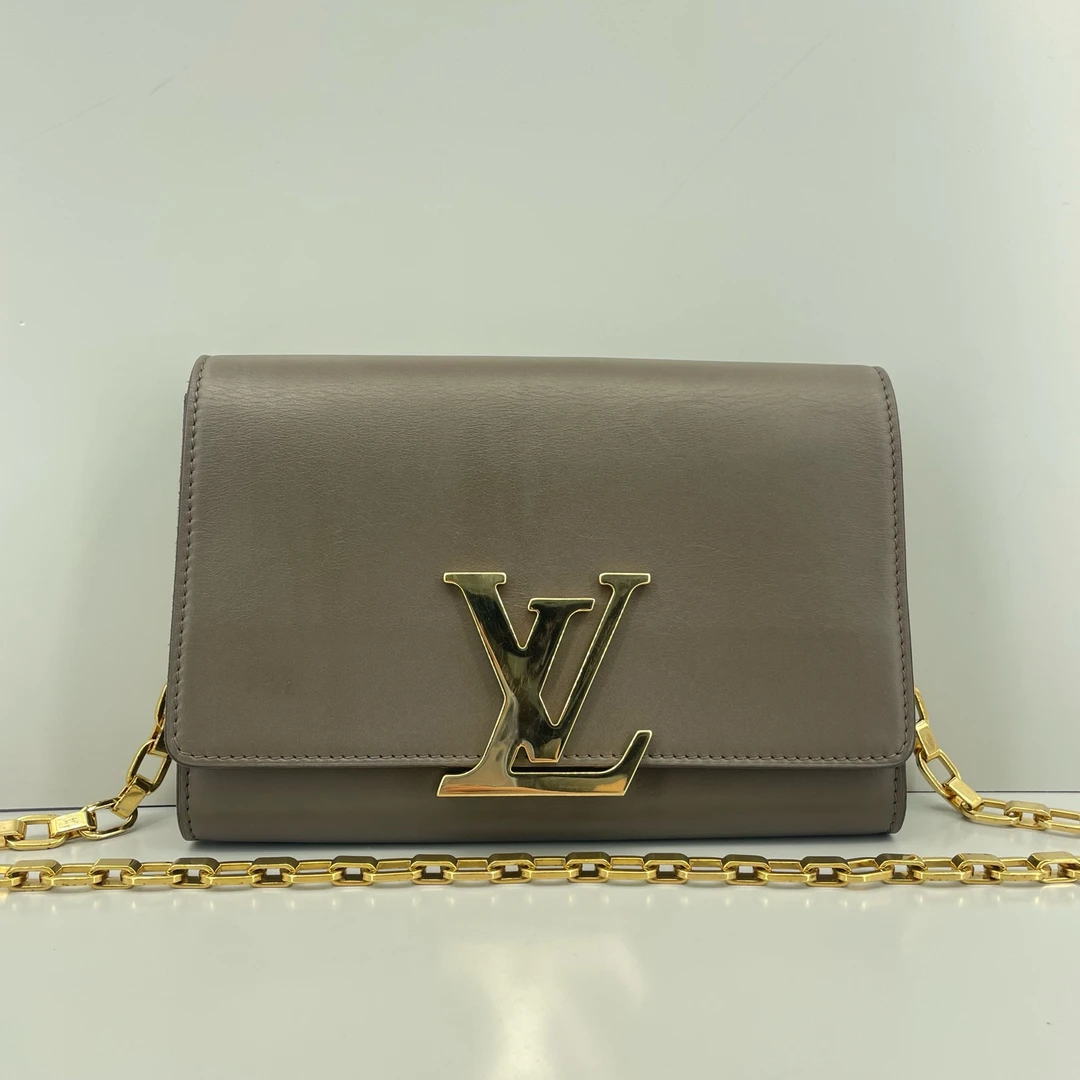 95新 LouisVuitton/路易威登 优选/Chain灰金全皮链条包/23x14x6