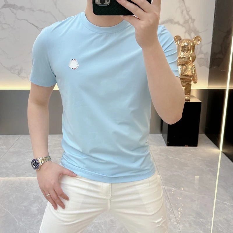冰希潮牌.经典简欧男士圆领T恤休闲百搭纯色修身短袖2025夏季新款
