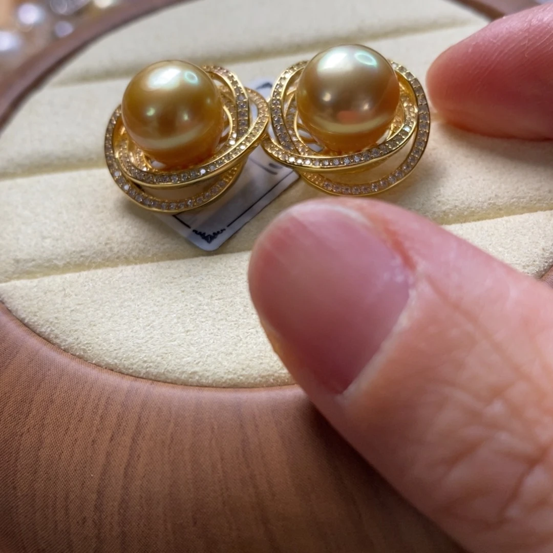 海水珍珠耳饰银S925镶嵌