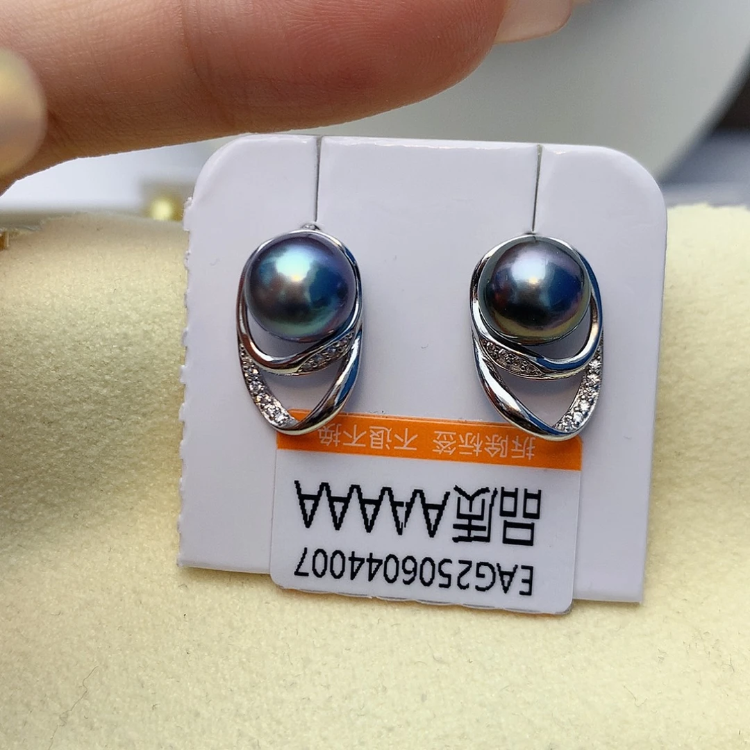 耳饰银S925镶嵌海水珍珠w38