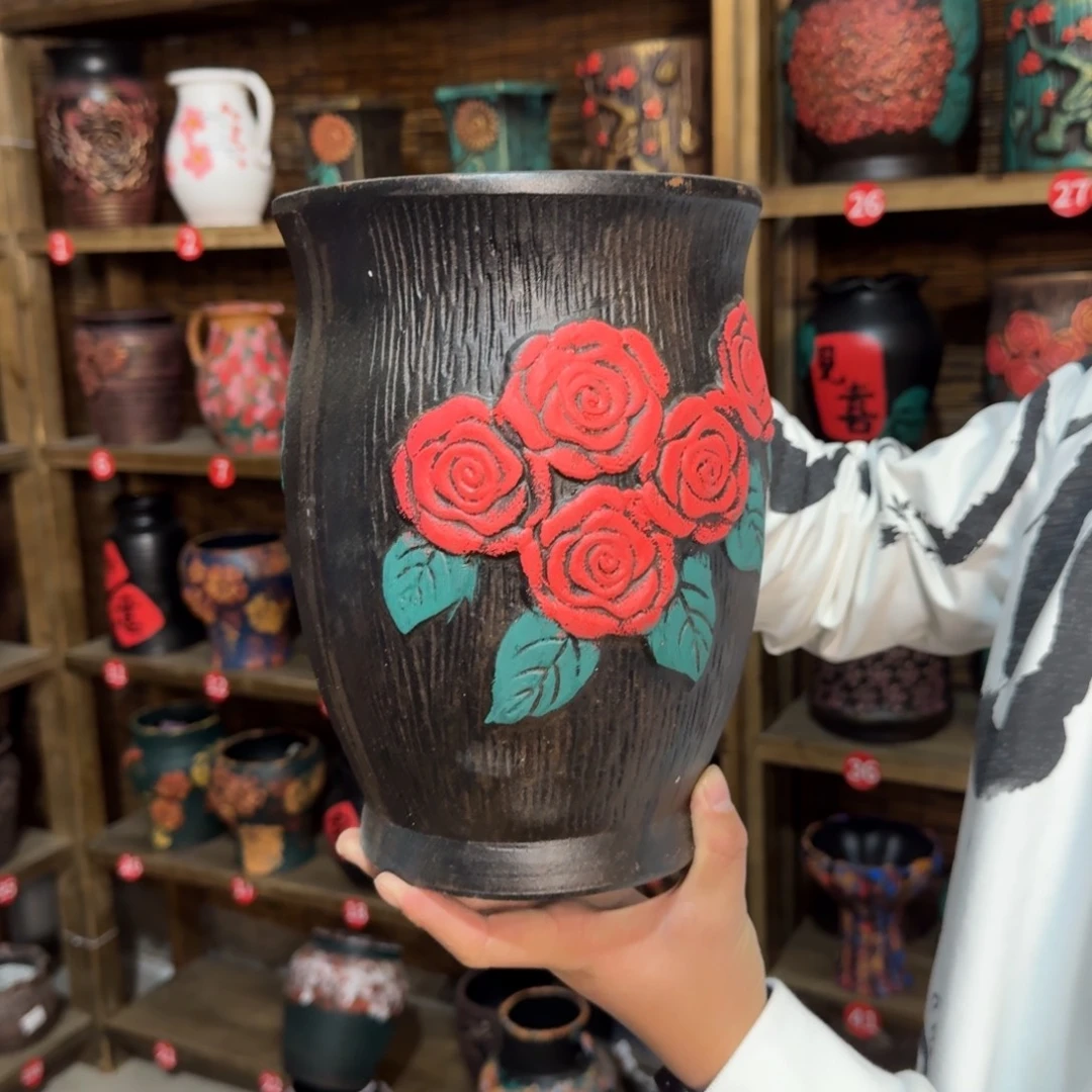 带孔高端浮雕花盆炸炸炸