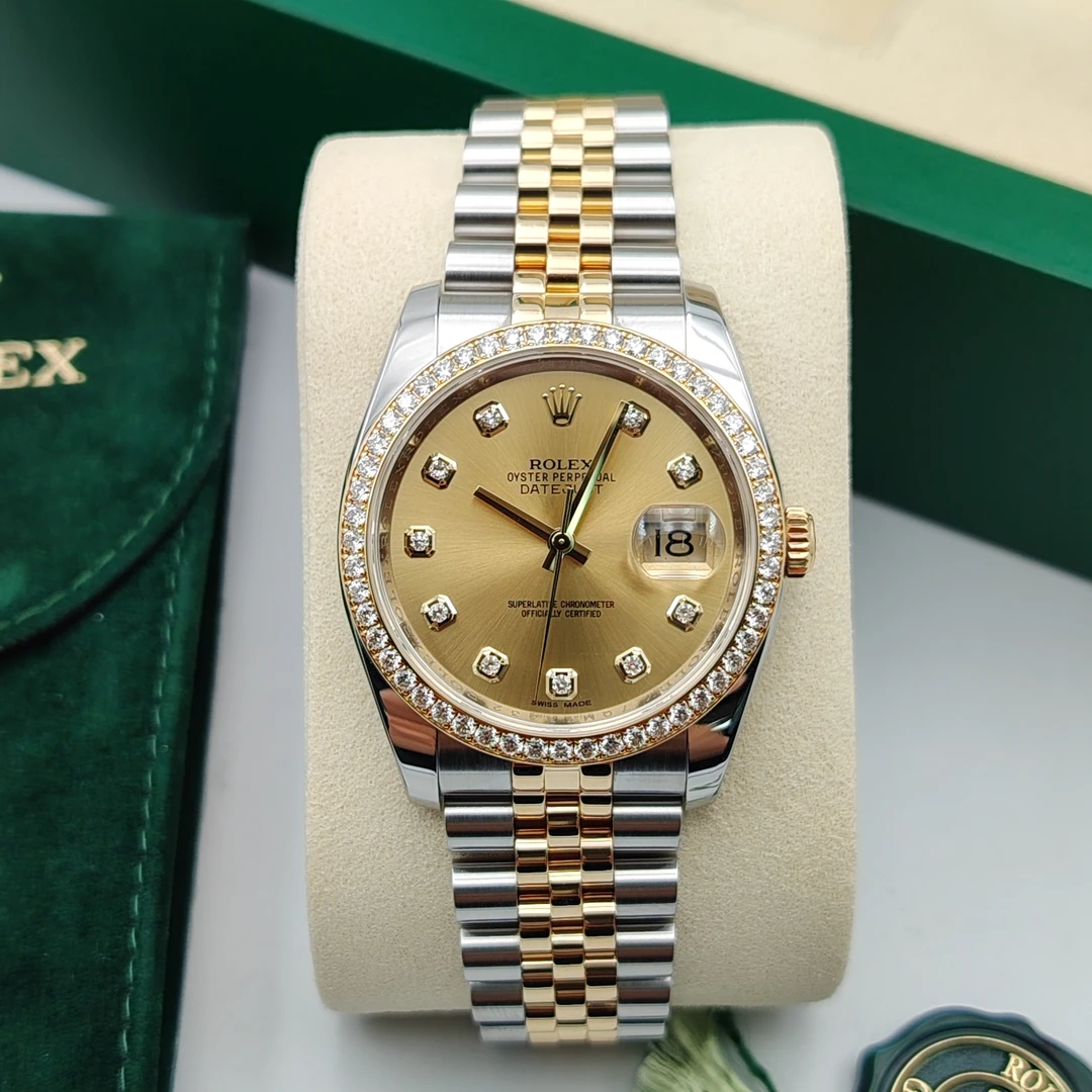 99新 Rolex/劳力士 日志系列116243/36mm/香槟金盘/自动机芯/全套