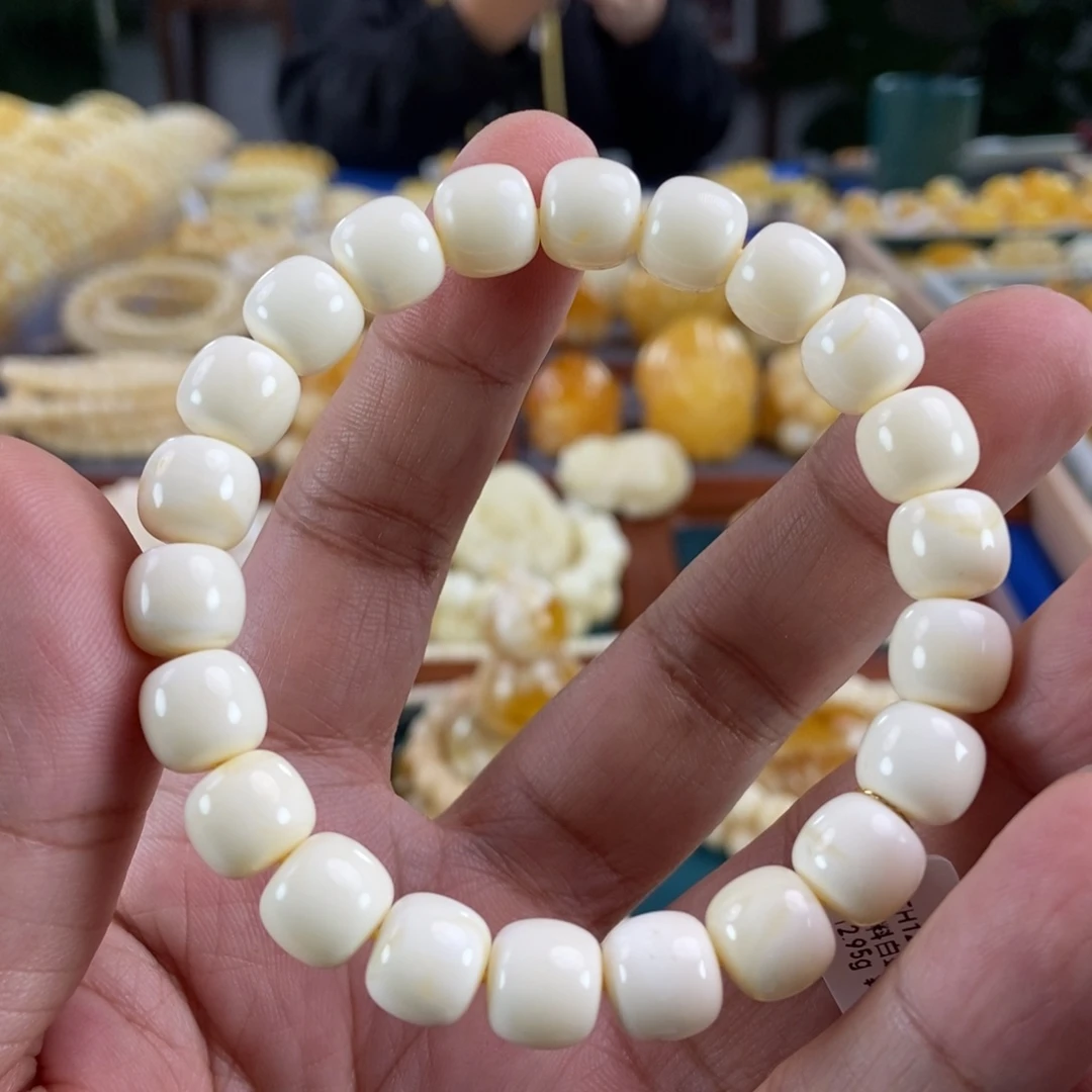 琥珀未镶嵌珠宝奇石10瓷白蜡同料串12.95
