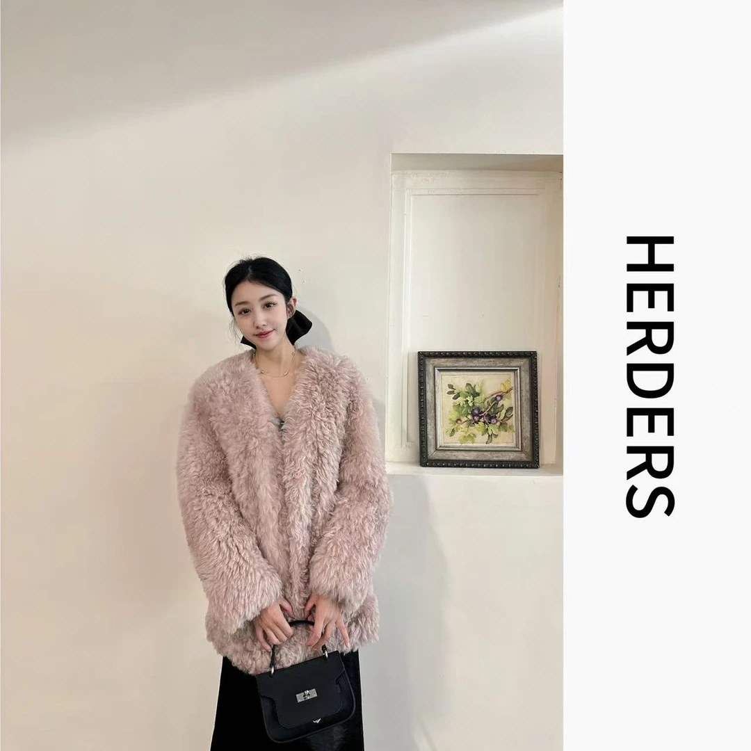 HERDERS 短款多色V领皮毛一体 255128