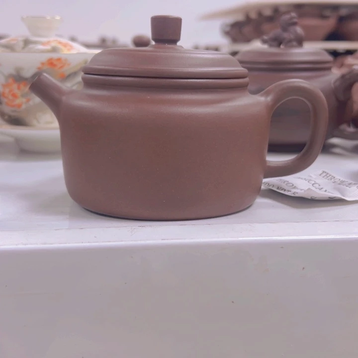 紫砂茶壶前*者紫泥德钟壶60目