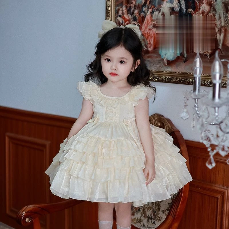 女童2025夏季新款洛丽塔蓬蓬裙周岁生日公主裙超仙婚纱花童礼服