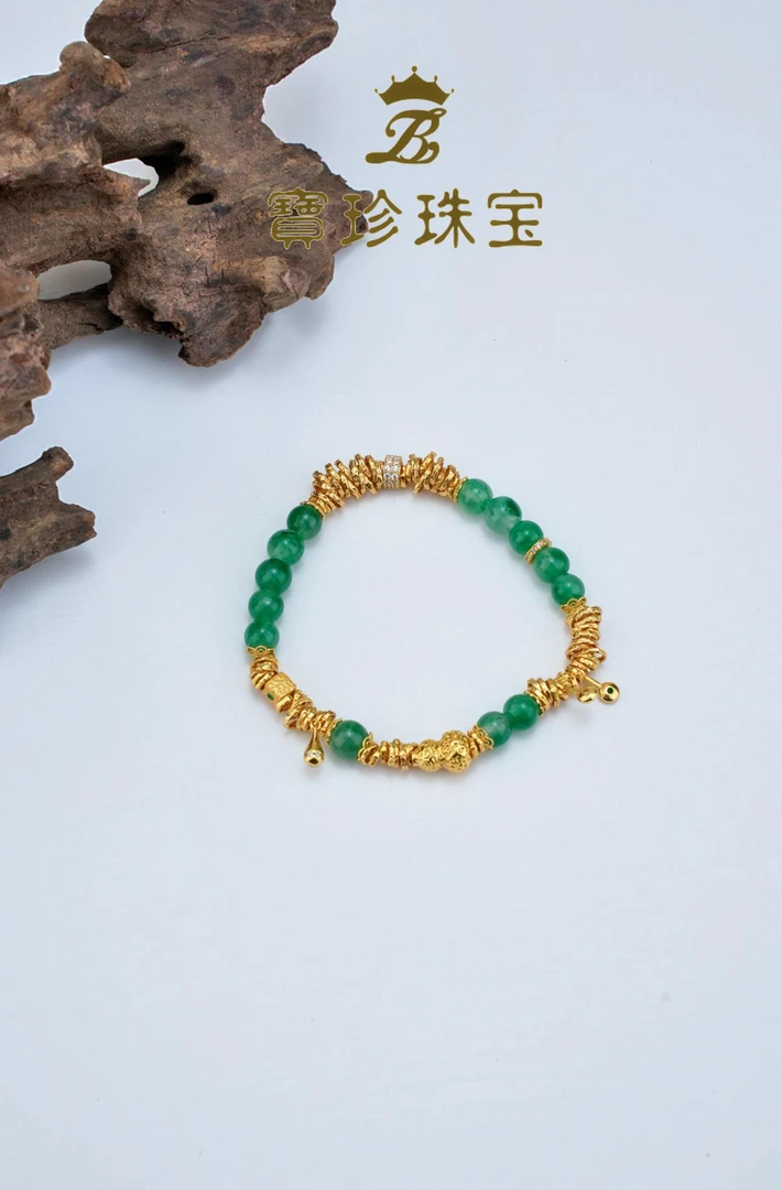 宝珍纯天然非洲翠 原创设计复古精美千金风非洲翠盘缠手串
