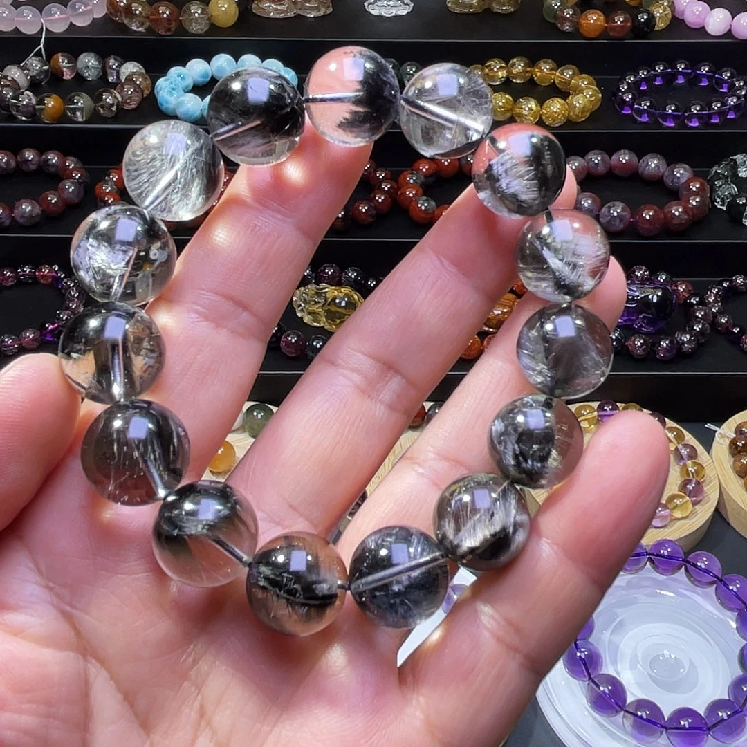 未镶嵌水晶手链黑银钛手链