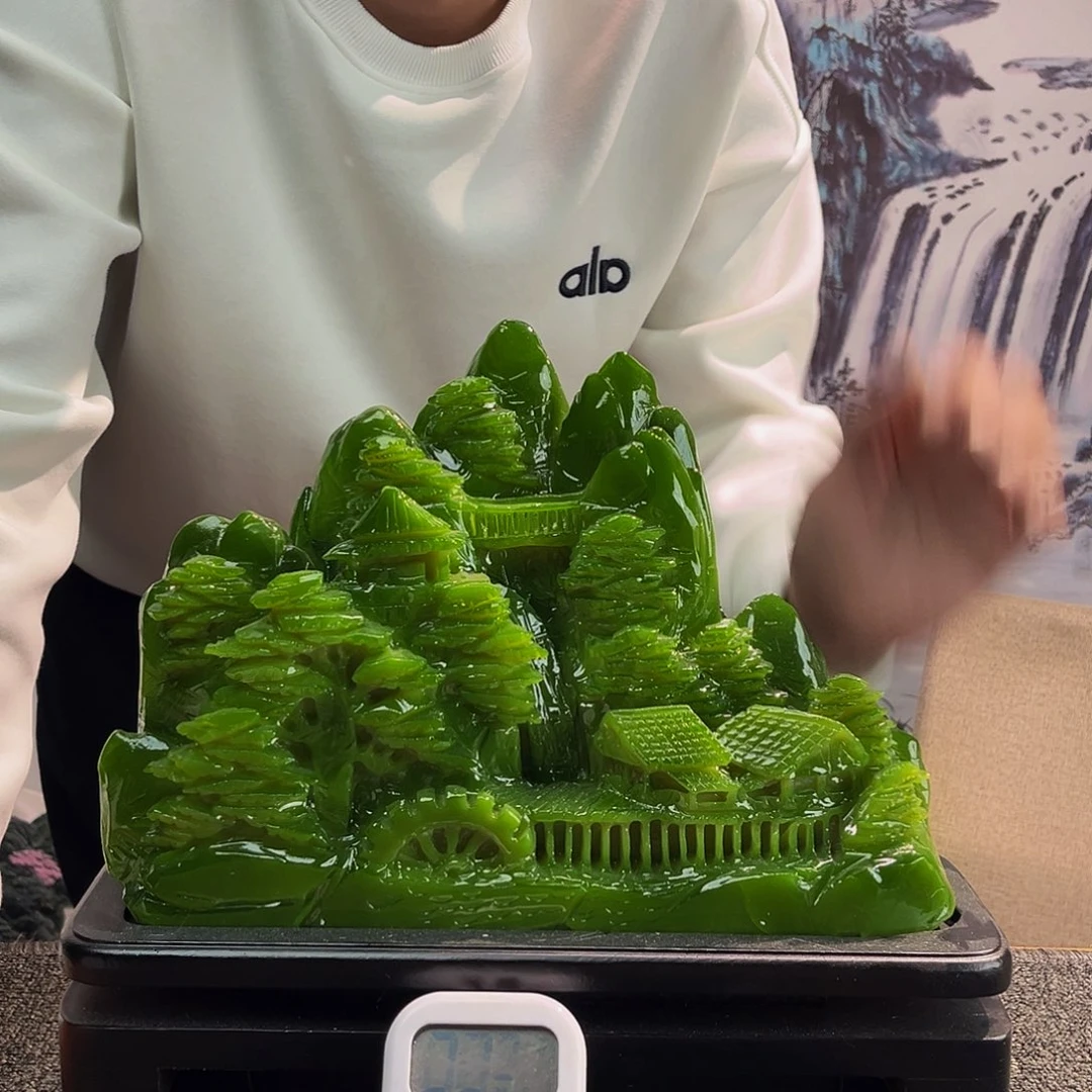 重***来玉玉摆件绿色带底座