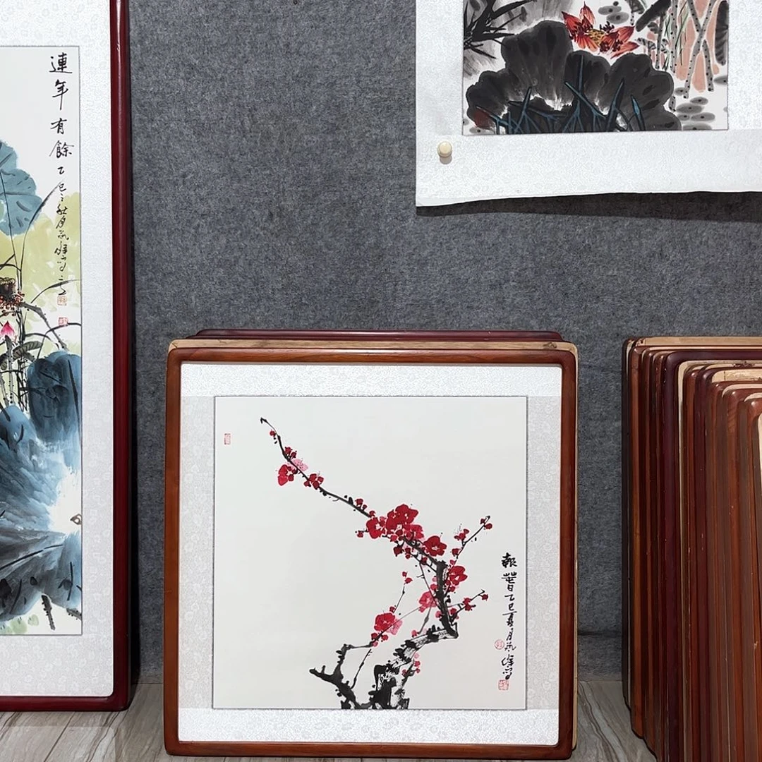 国画书画作品带框63×63