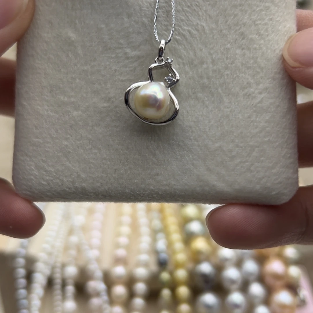 吊坠(不含链)银S925镶嵌海水珍珠8.5mm海水Ak葫芦款