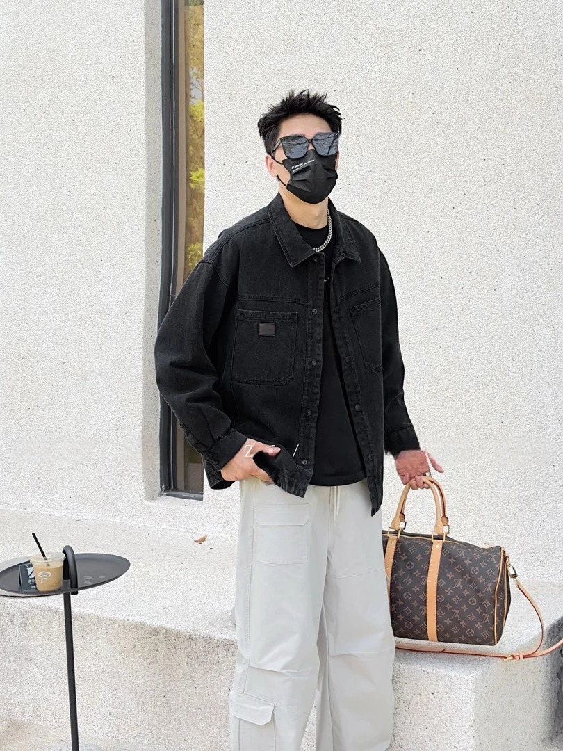 25年男士佰嘉铭设计师款水洗时尚百搭牛仔衬衫外套5992