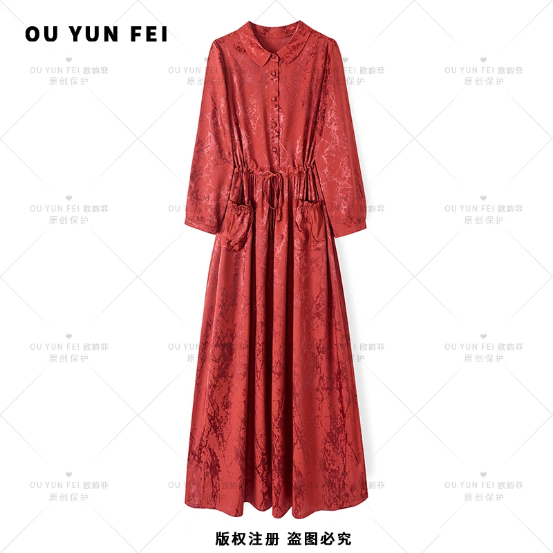 高级感连衣裙女新款气质显瘦穿搭时尚洋气印花长裙HJ1008