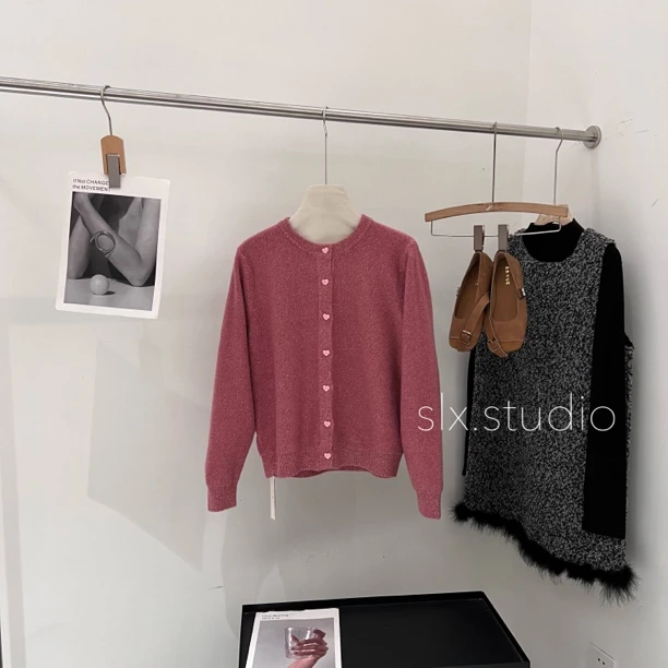 slx@ 4982 毛衣爱心彩扣开衫