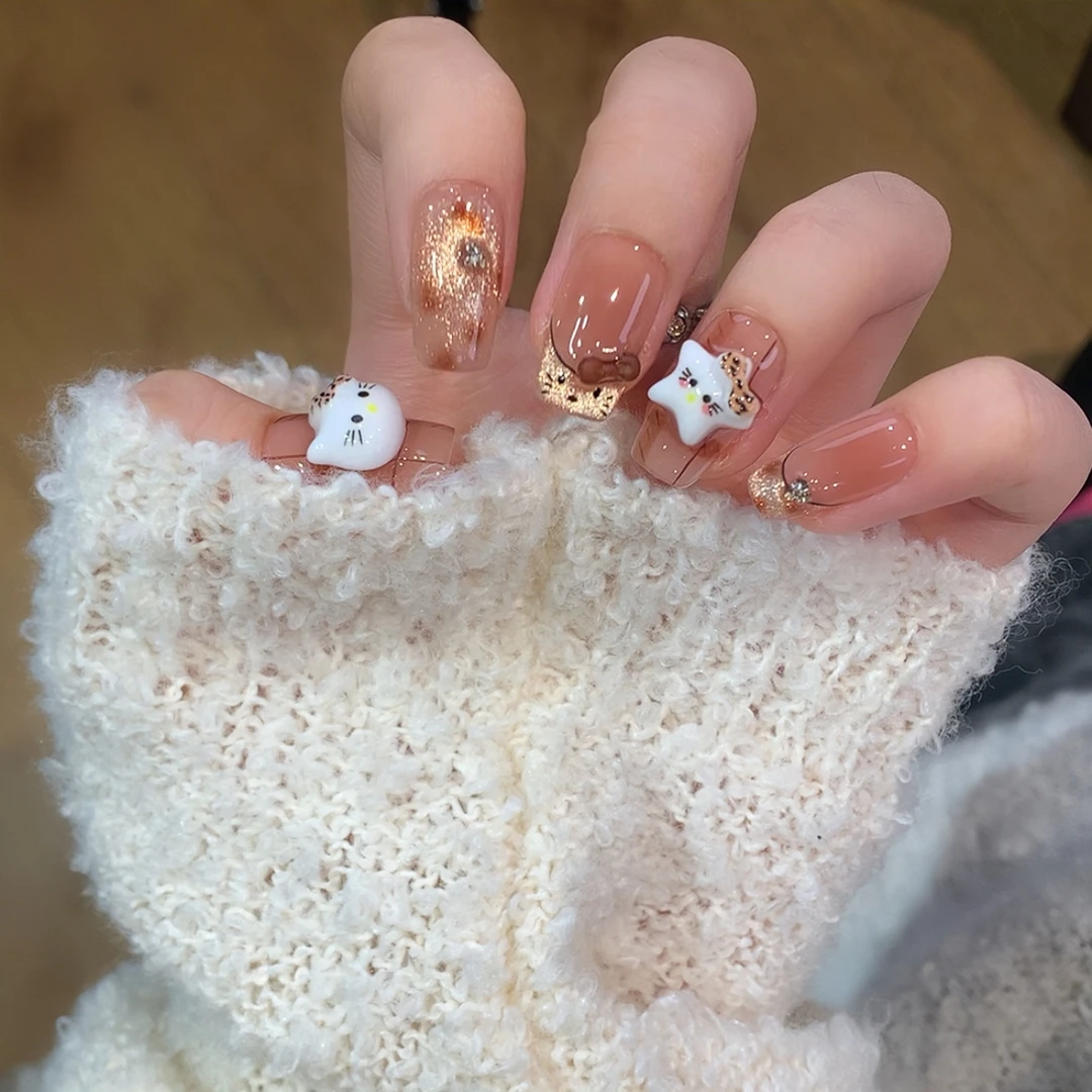 【小猫派对】秋冬韩系ins可爱软萌猫猫酱纯手工美甲穿戴甲