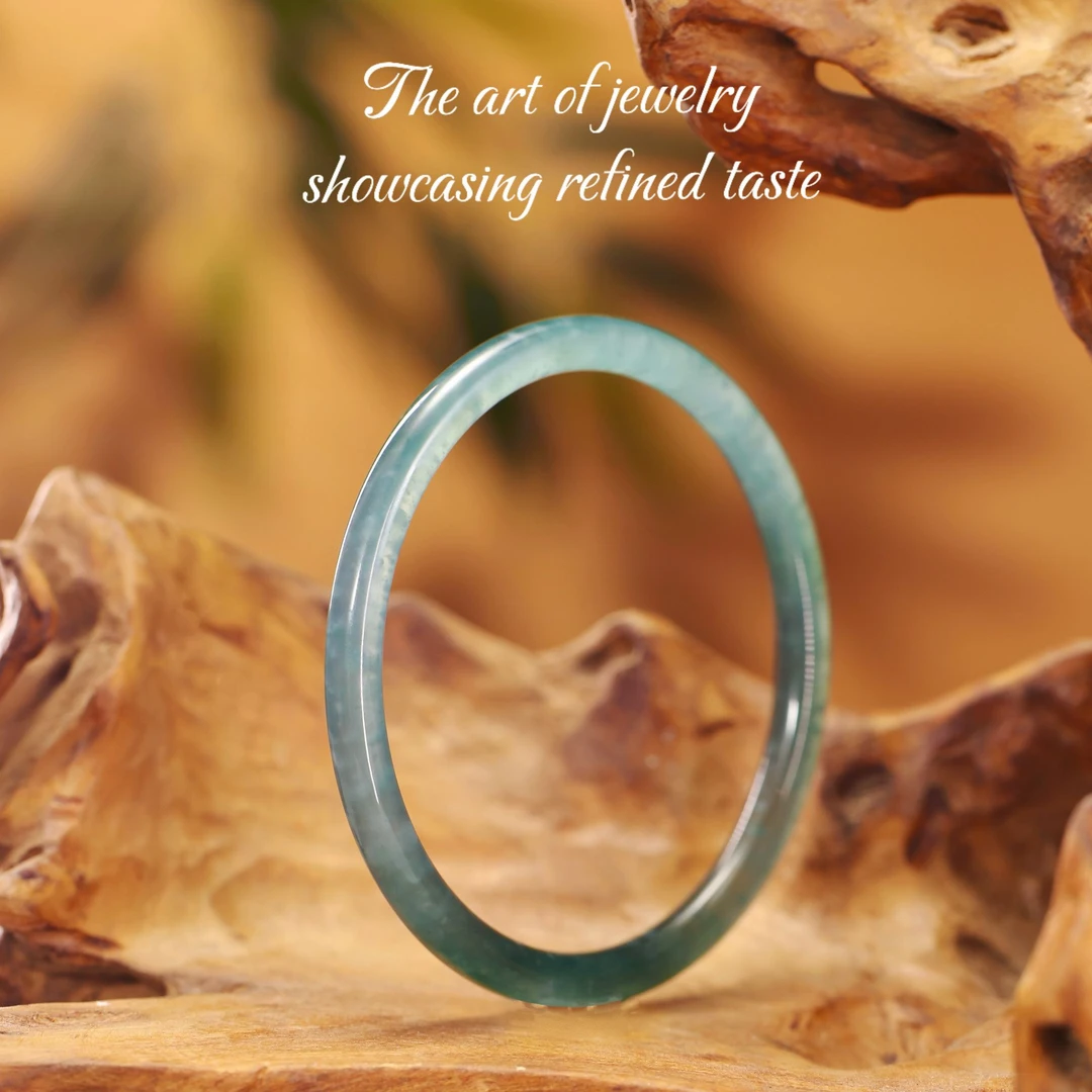 新款天然A货翡翠高冰玻璃底叮当手镯大气百搭简约 KBR1014003