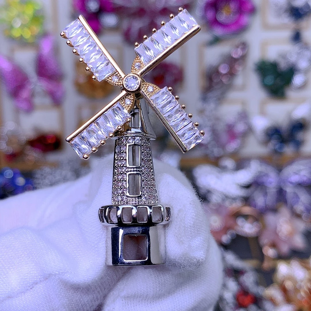 合成立方氧化锆铜胸针