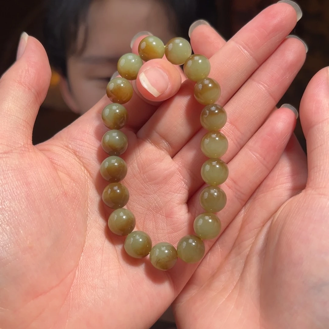 未镶嵌手串和田玉新疆若羌糖青聚宝盆10mm700