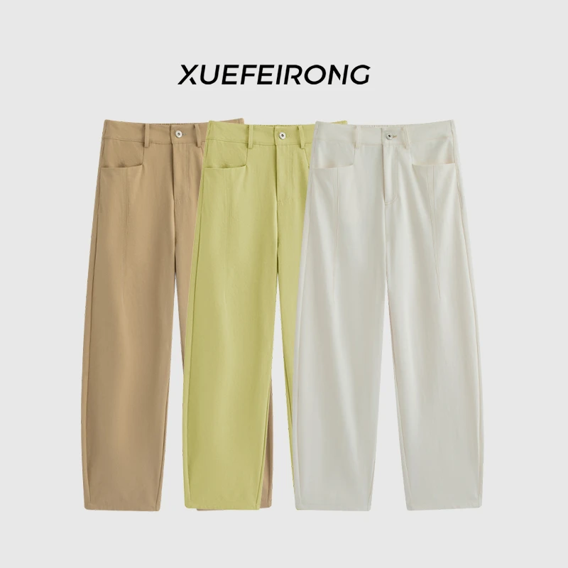 「雪飞绒」2025夏季新款索罗娜简约直筒弯刀休闲长裤不鼓包不掉色