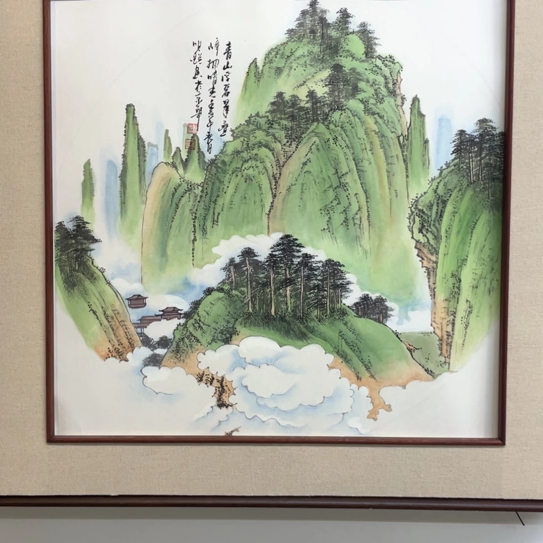 国画手绘国画，山水斗方