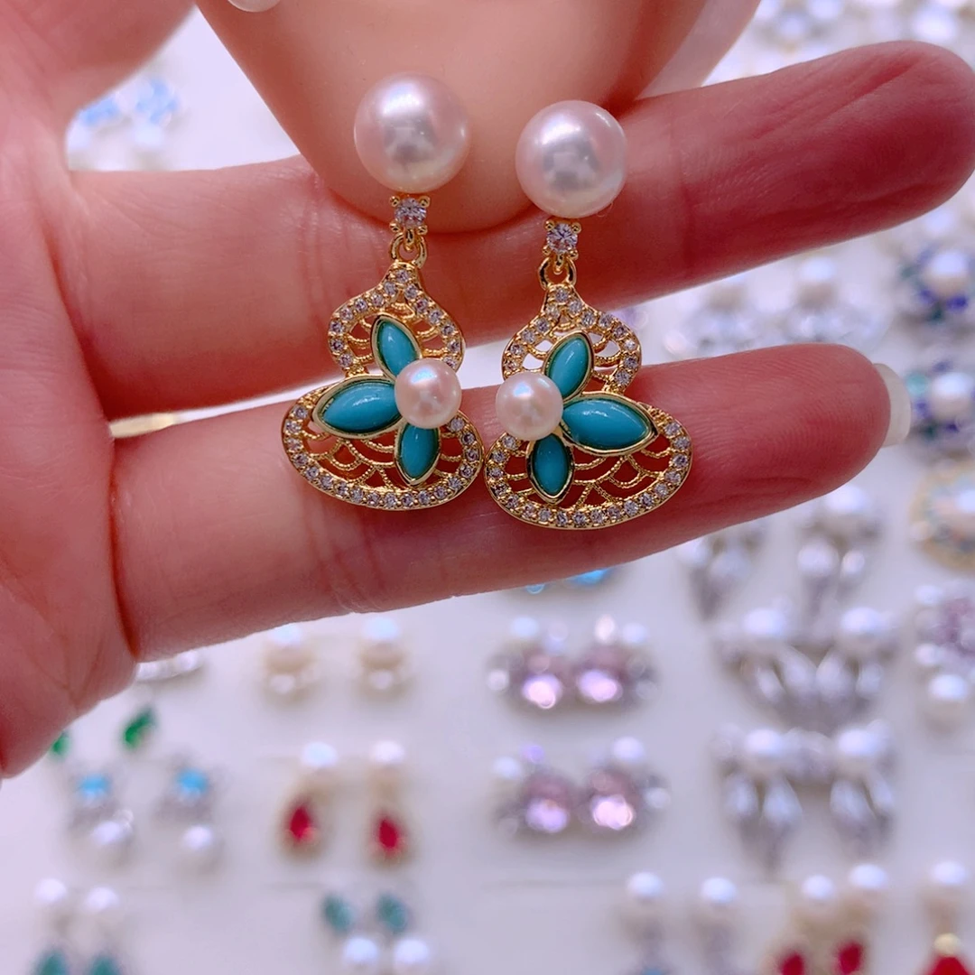 淡水珍珠合金耳饰