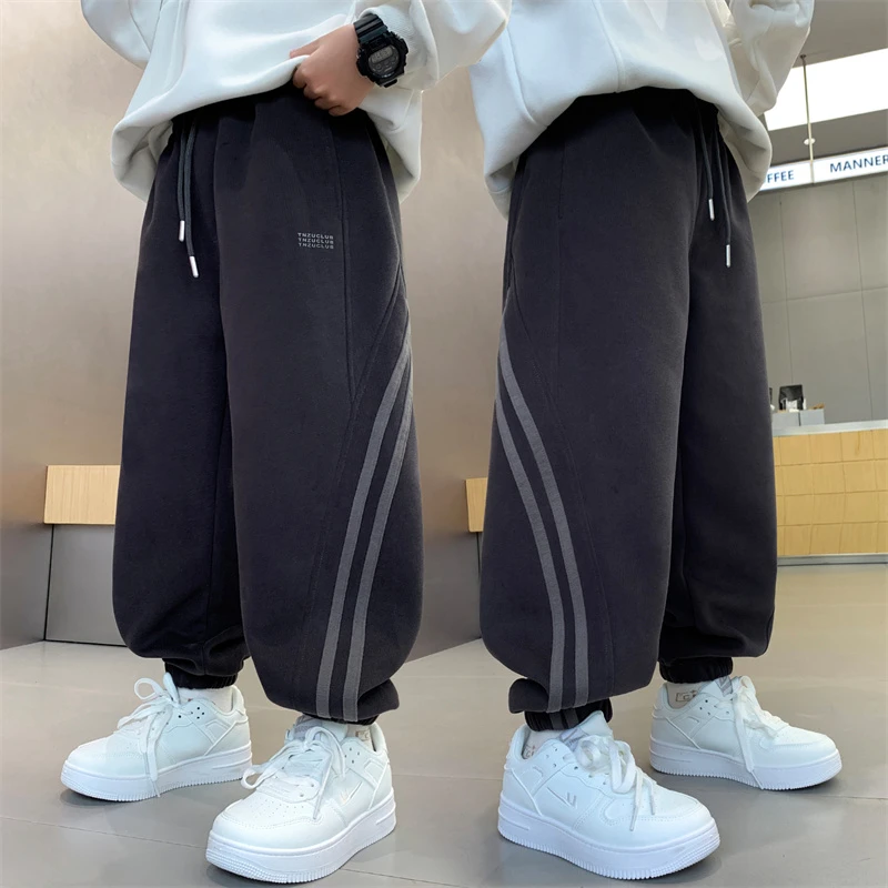 男童春秋季条纹运动裤宽松束脚休闲裤百搭儿童春秋潮酷痞帅长裤子