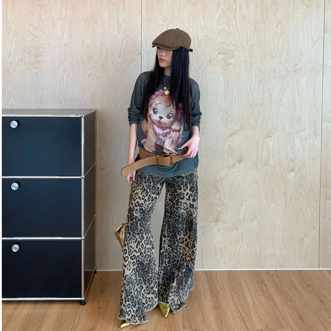 SENSEAWEEK 毛边下摆解构阔腿牛仔裤