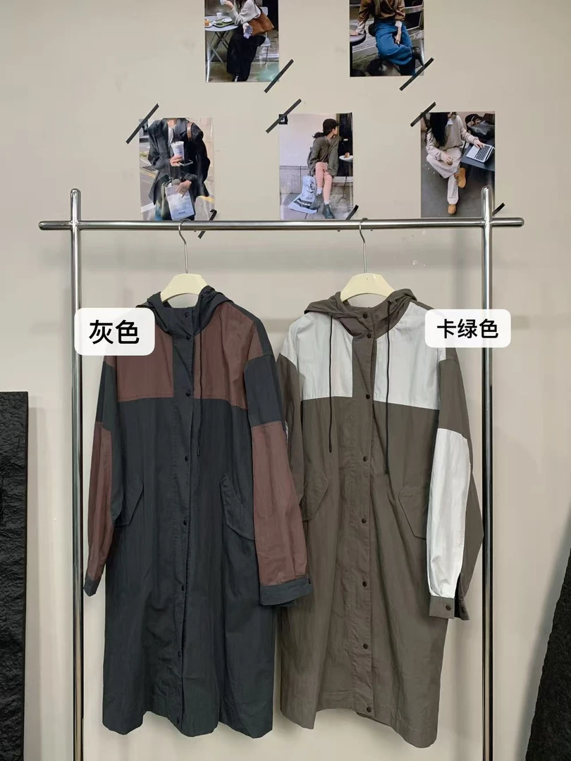 『雨美 Show』696011时尚连帽休闲长款外套