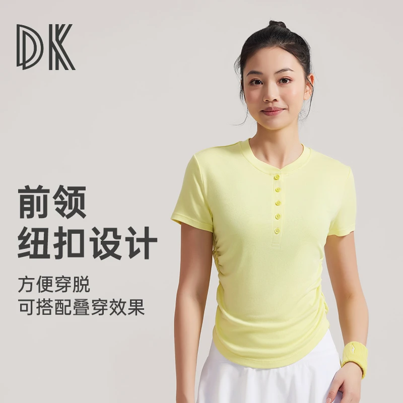 DK运动短袖T恤女休闲健身服普拉提修身透气时尚上衣夏季3193
