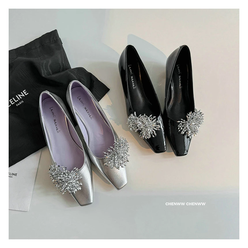 【CHENWW】法式浪漫优雅烟花流苏浅口方头时尚百搭新款单鞋女