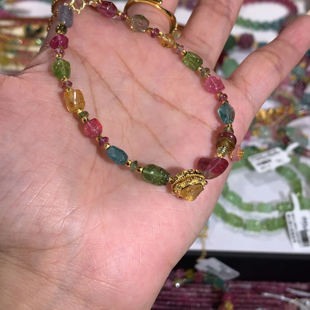 碧玺未镶嵌手串手链