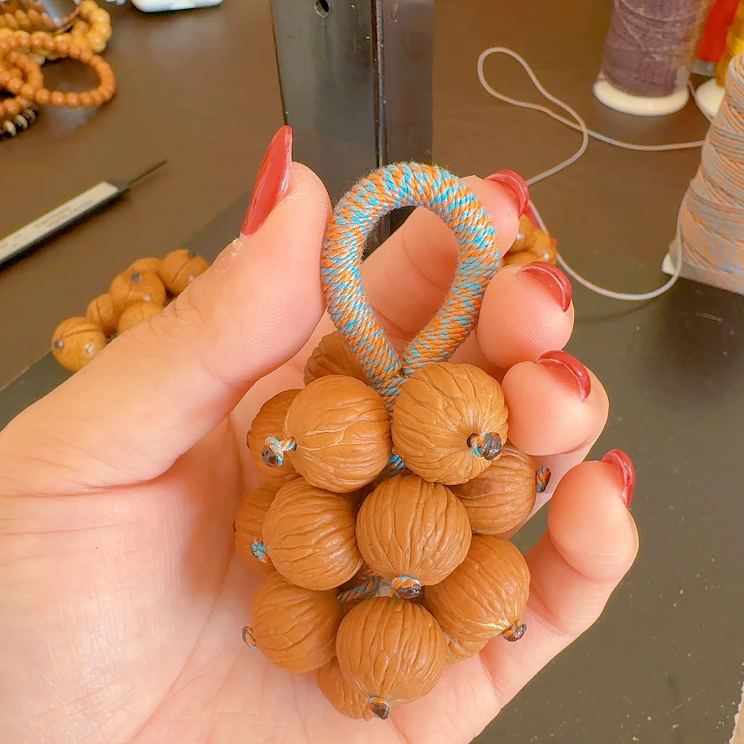 原色猴头核桃 15mm 葡萄串吊坠学生随身手捻文玩包包钥匙扣