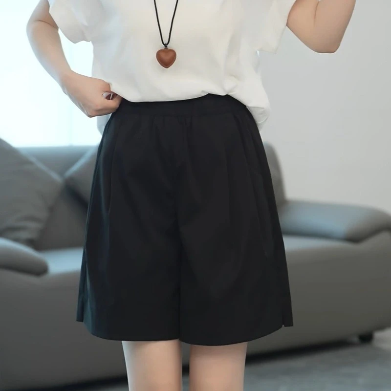 【洱海清风】2025夏季气质时尚百搭空调裤松紧腰短裤LK2502930
