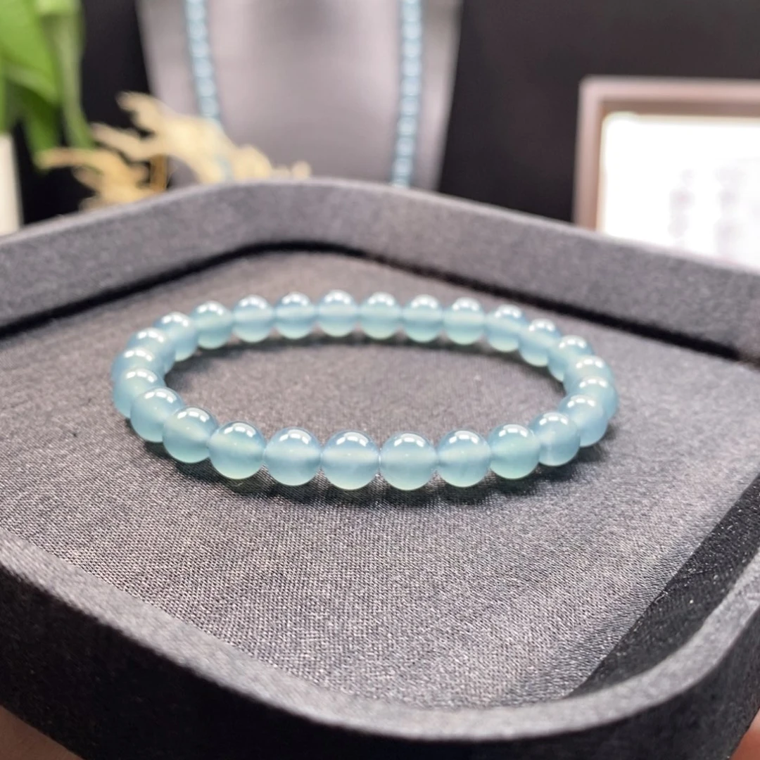 而***，翡翠未镶嵌手链卡7圆珠