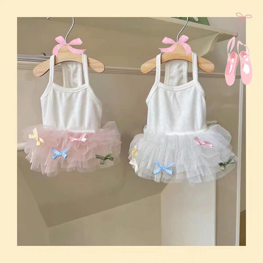 韩国ins|蝴蝶结芭蕾纱裙吊带|春夏宠物猫狗少女可爱蓬蓬裙