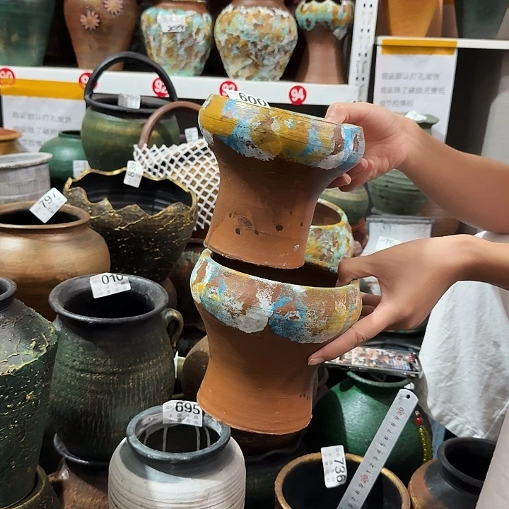 彩绘火锅一对600高14口径14