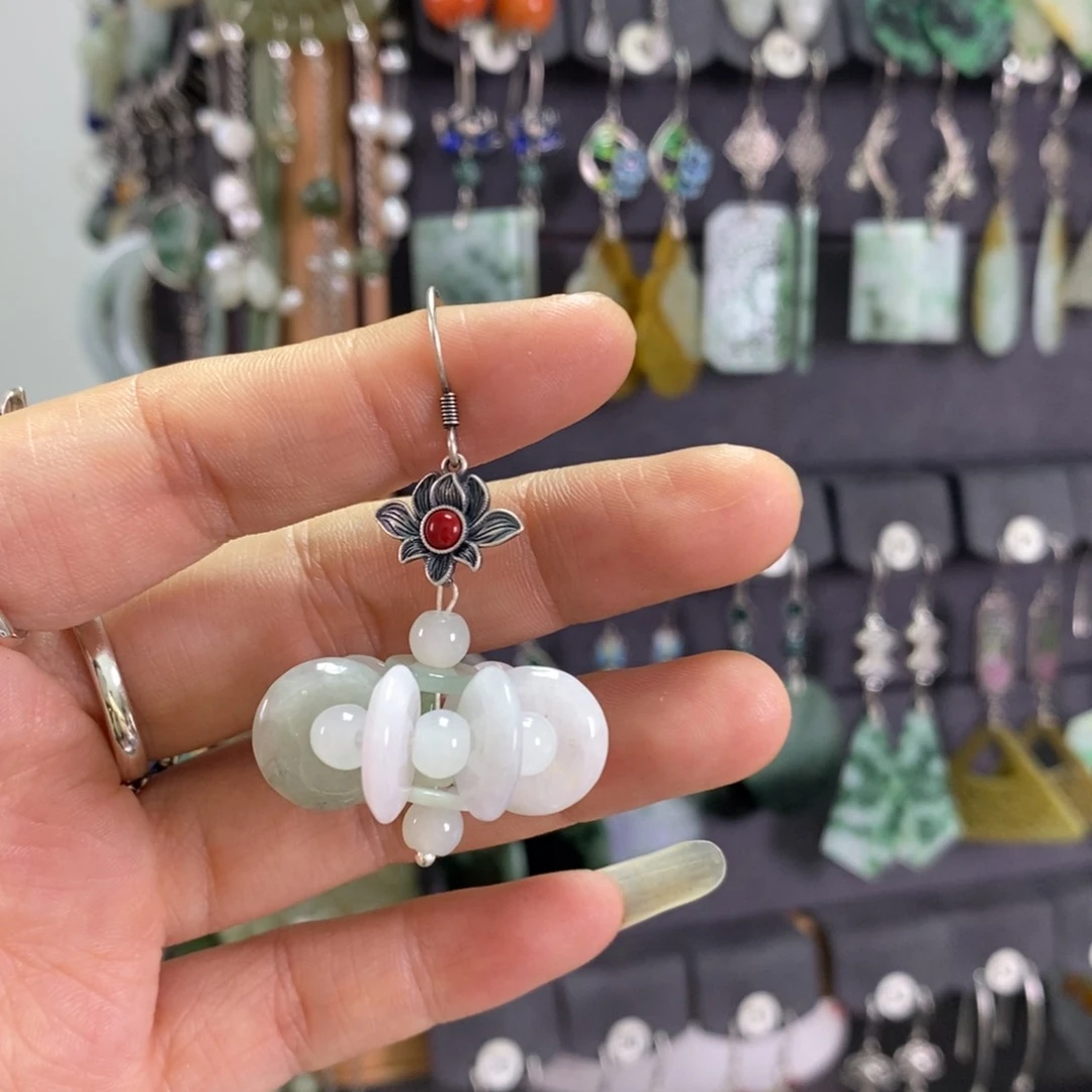 翡翠耳饰银S925镶嵌徐*静X06