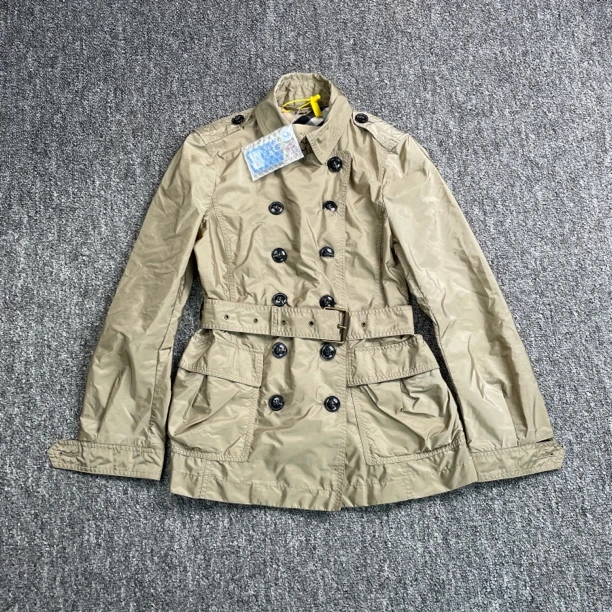 99新 BURBERRY/博柏利 7840/灰褐色双排扣风衣外套/38码/99新