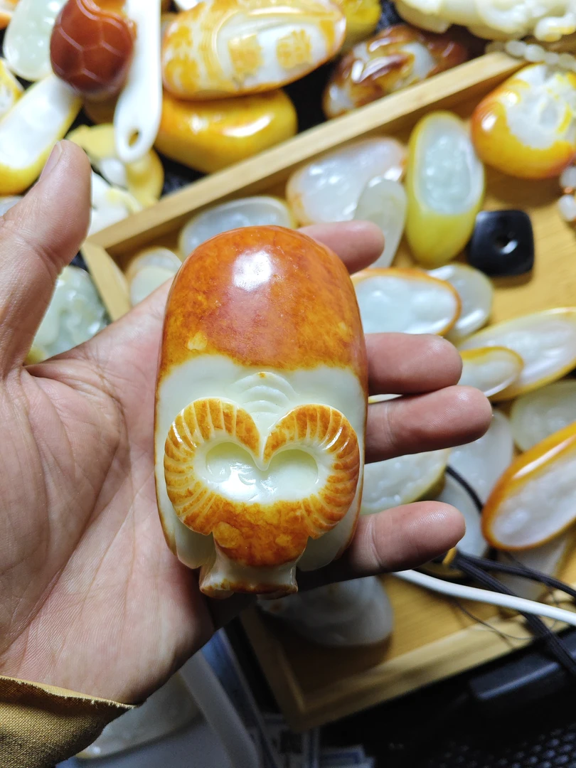 和田玉精品手把牛/扭转乾坤