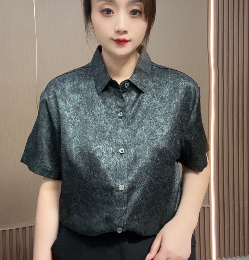 【苏杭桑蚕丝】2025夏季 男士高档时尚新款设计师款 桑蚕丝短袖衬衫