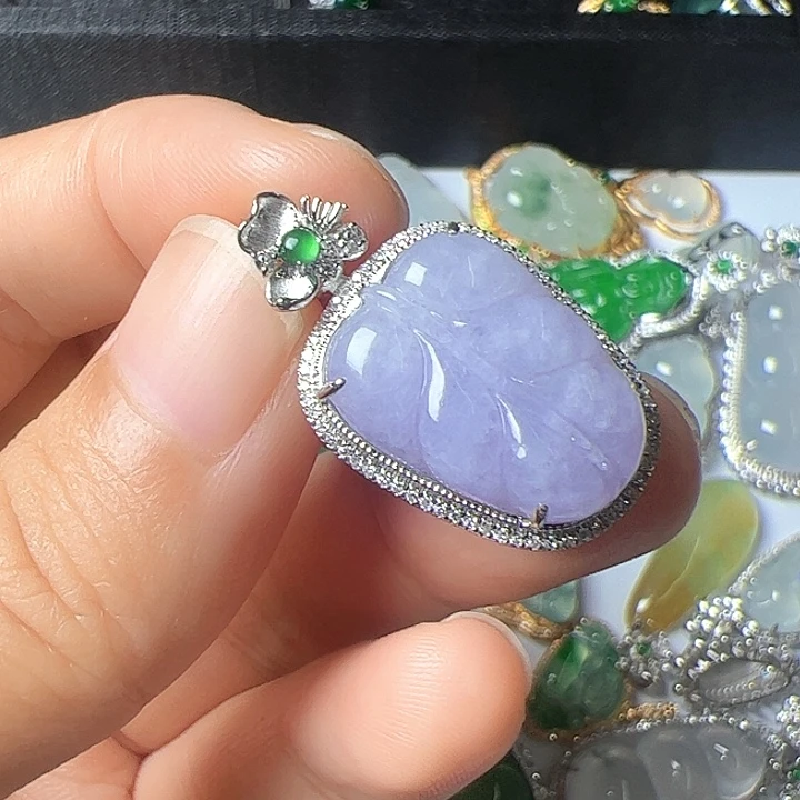 舒***姆翡翠18K金镶嵌吊坠(不含链)