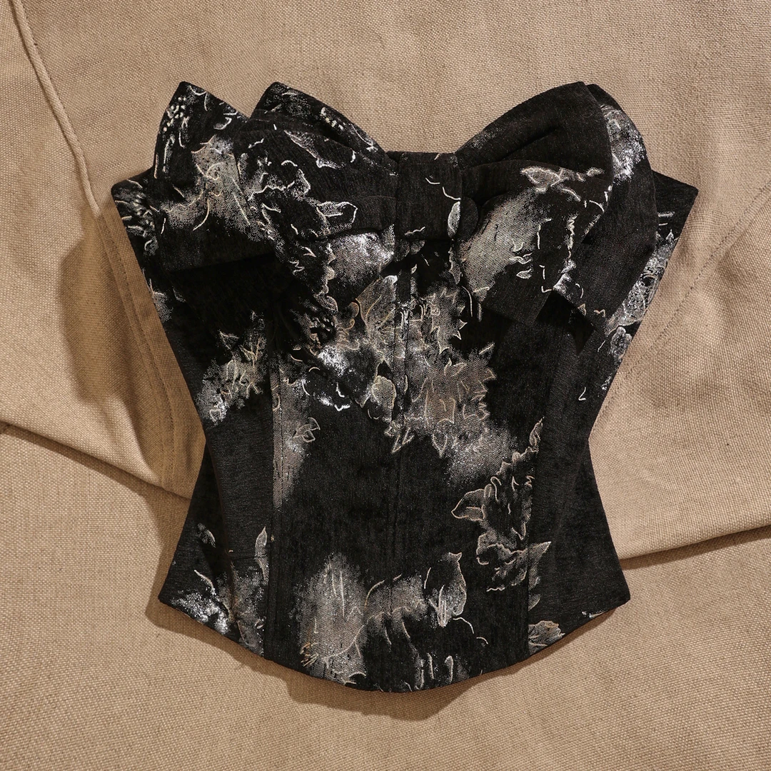 法式复古甜辣风立体花朵抹胸吊带背心女内搭外穿修身显瘦百搭上衣