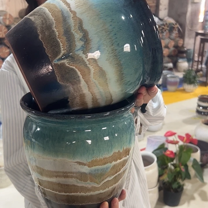 紫砂花盆高20口20