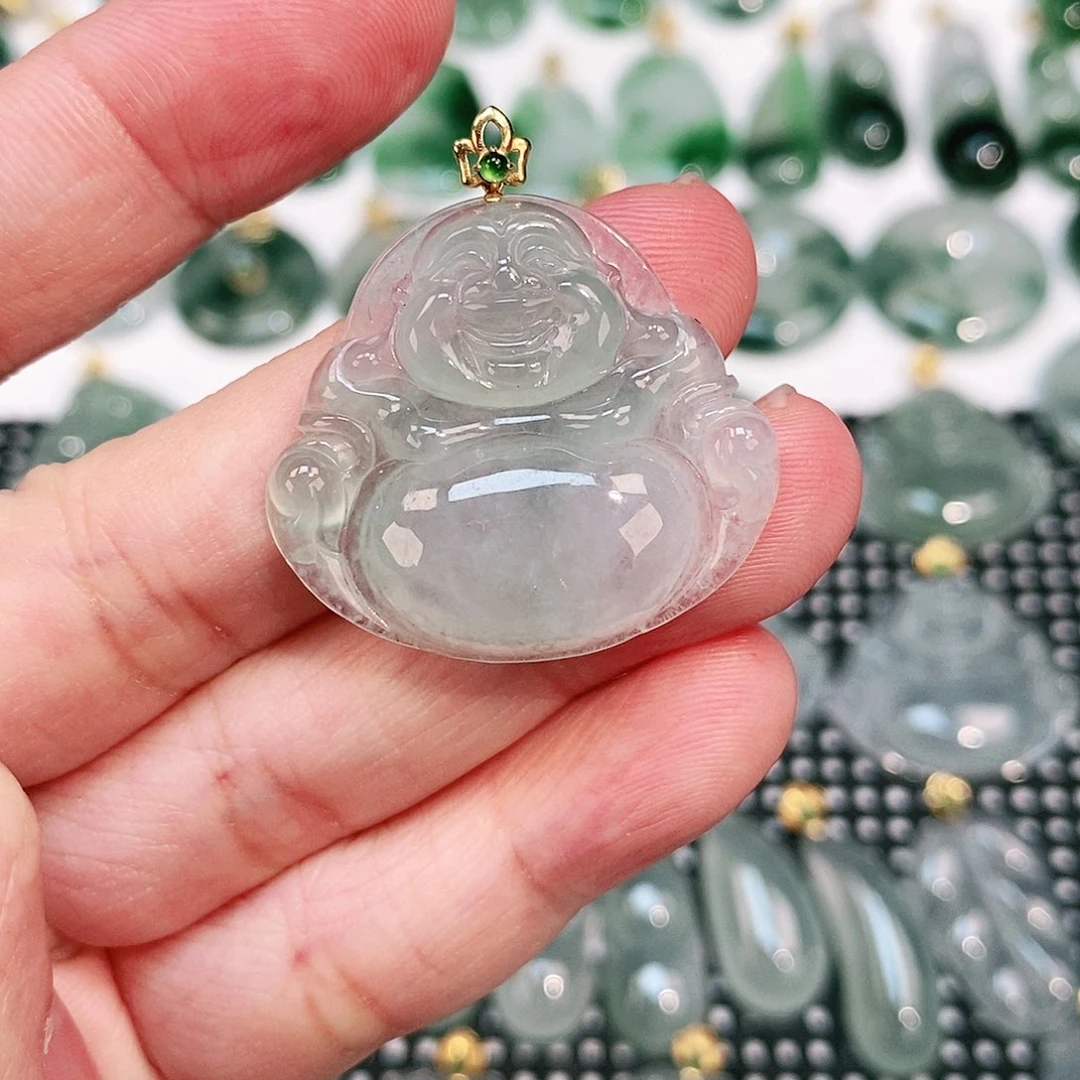 翡翠颈饰18K金镶嵌吊坠
