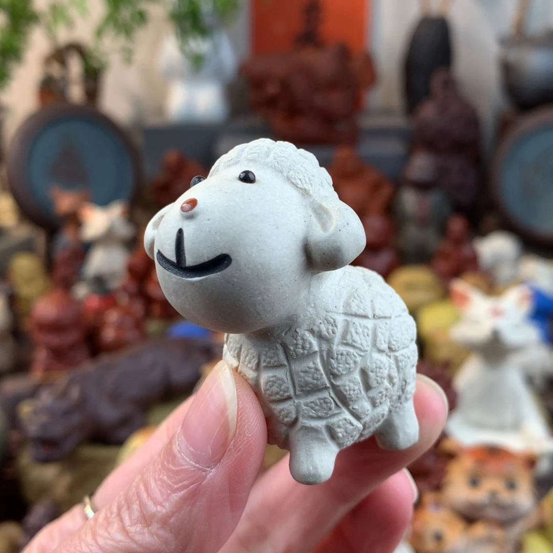 紫砂茶宠可爱小羊白段泥