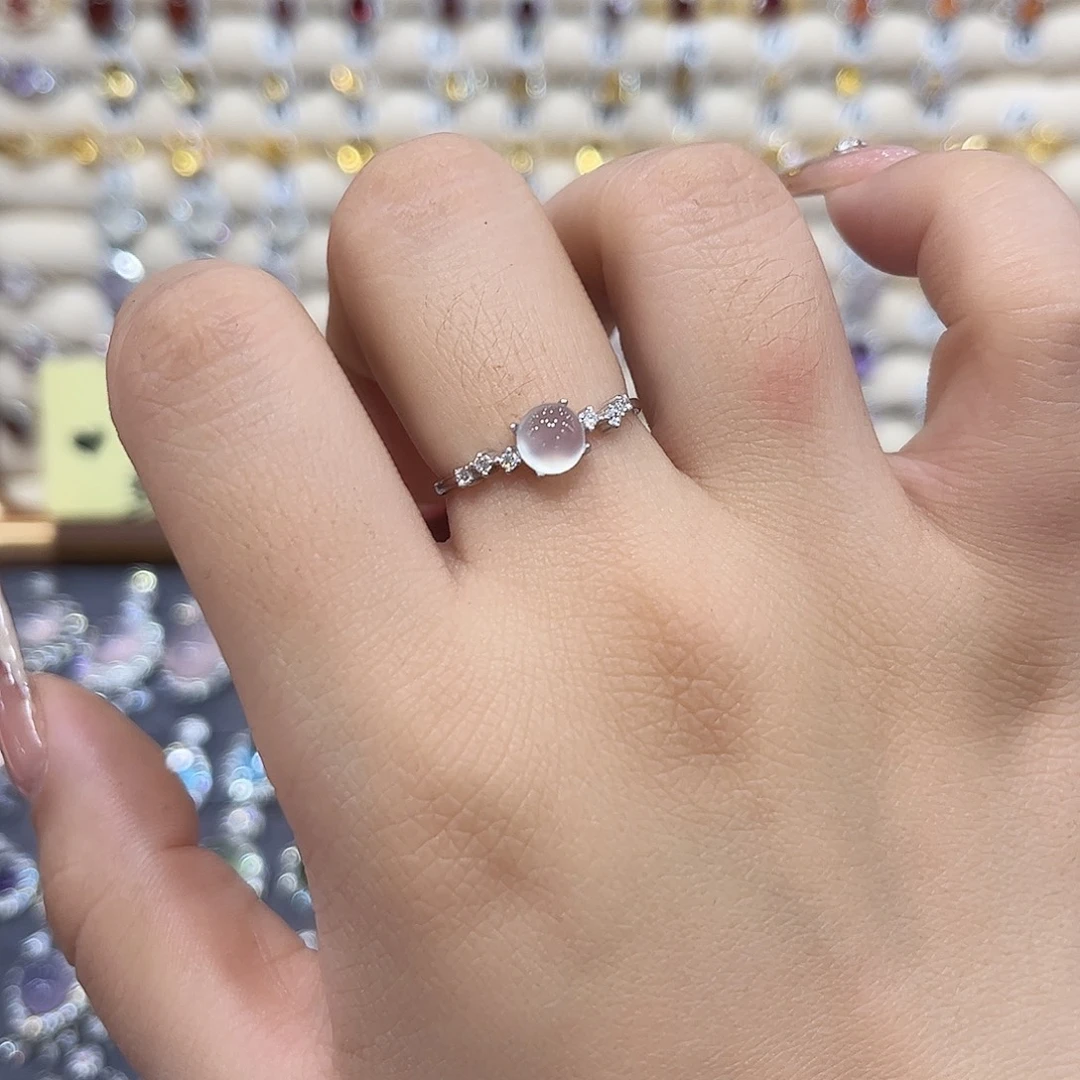 蛇纹石玉银S925镶嵌戒指