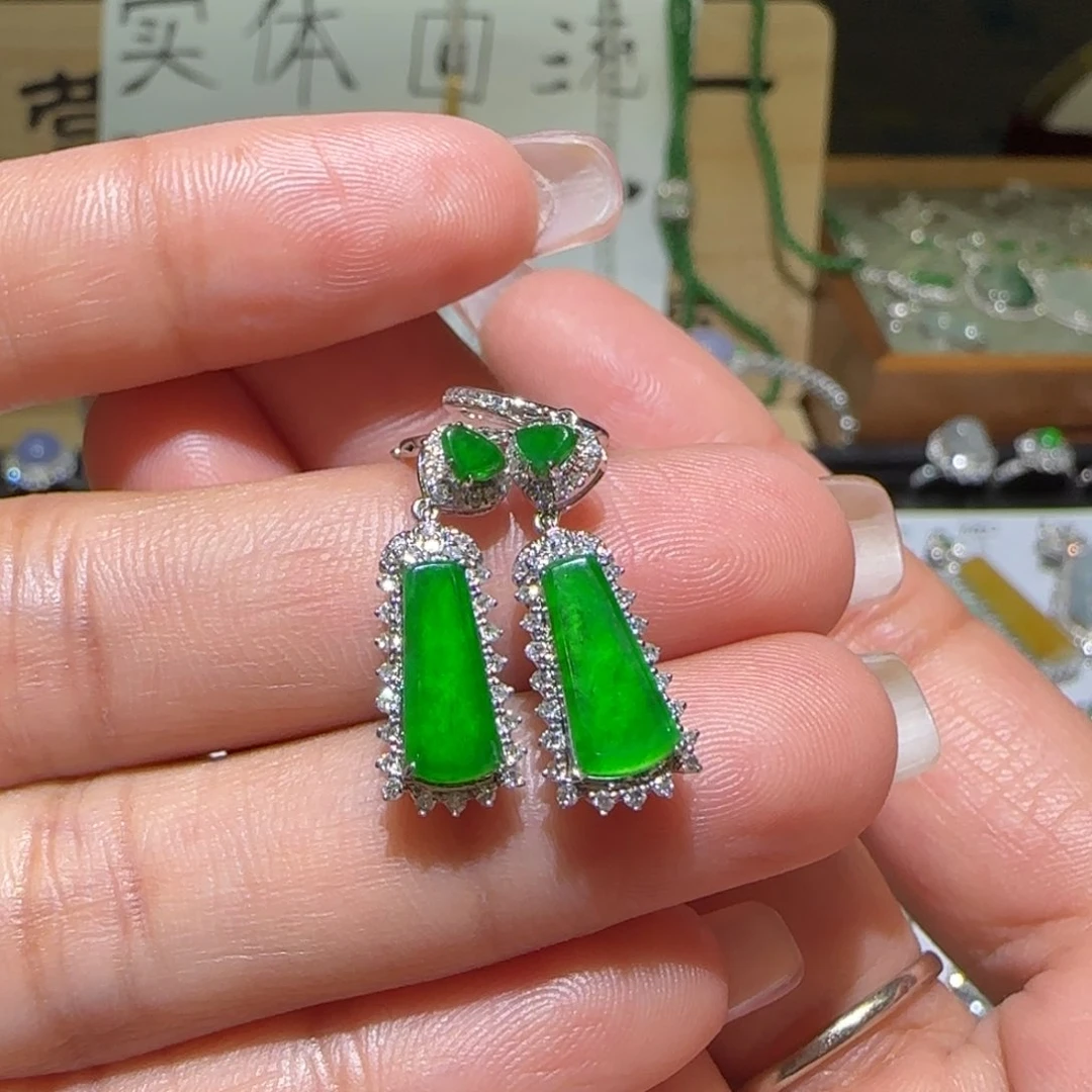 【闪购商品】翡翠耳饰18K金镶嵌缅甸