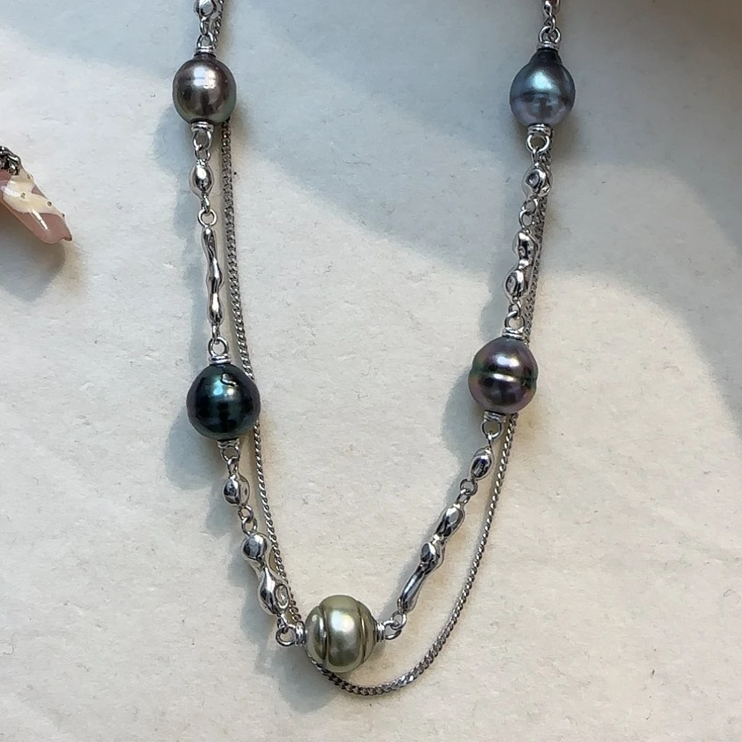银S925镶嵌海水珍珠颈饰