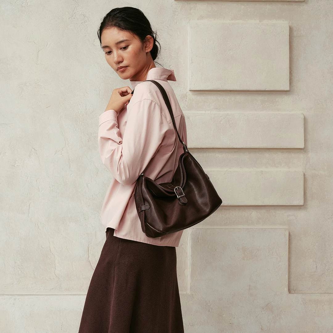 AVALEA葳里 头层水染植鞣牛皮藤觉包小号 复古单肩小托特女包C413